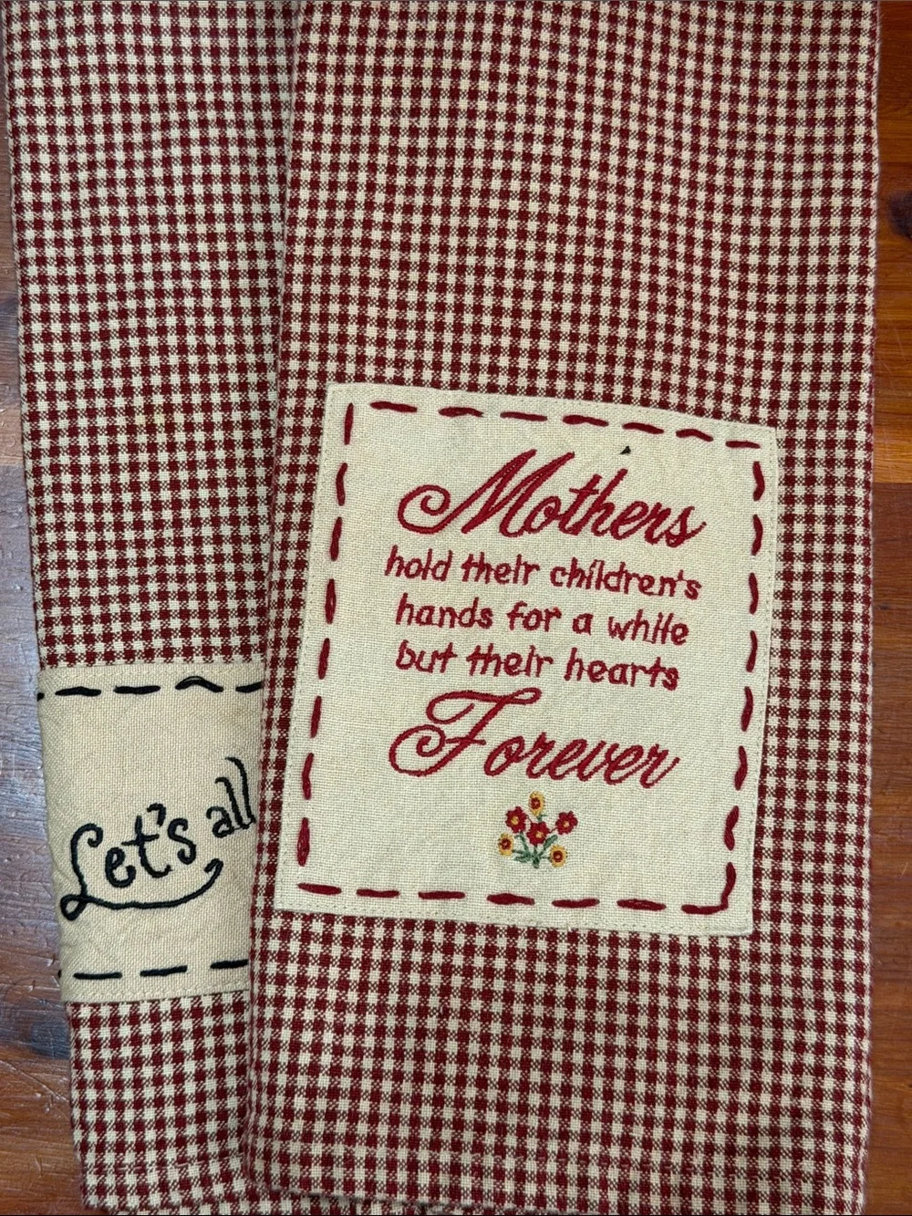 Vtg Country Gingham Mother’s Day / Kitchen Hand Towels Set of 2
